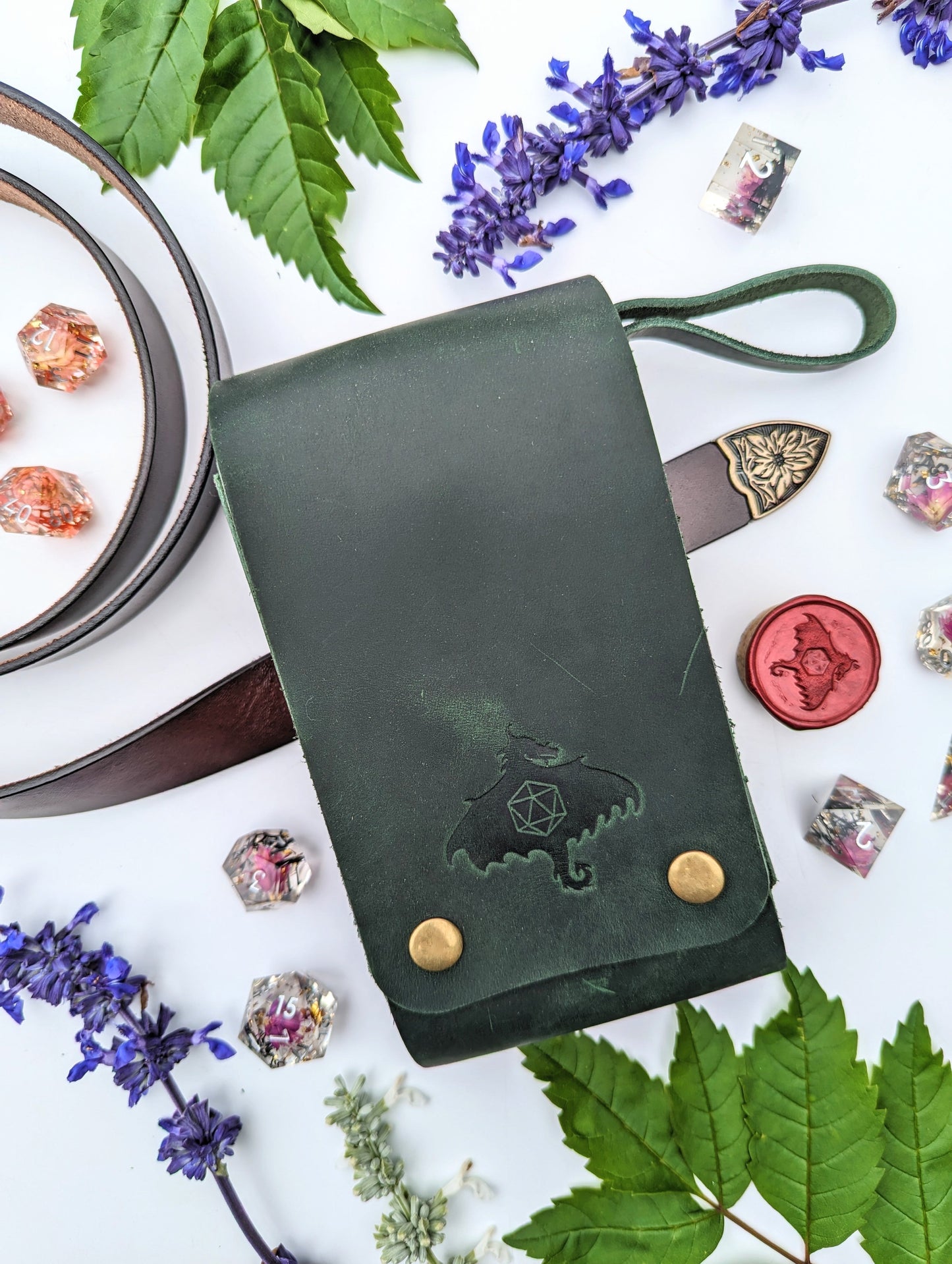 Genuine Leather Dice Pouch for Sharp Edge Dice (Large) - Emberglow Gaming