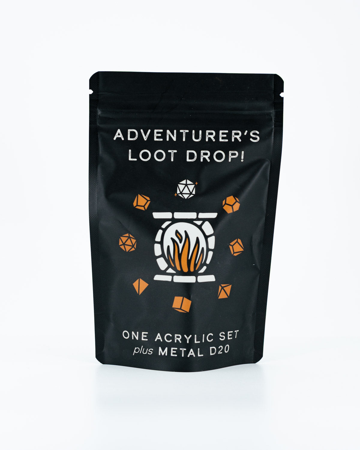 Acrylic Set + Metal D20 | Adventurer’s Loot Drop | CASE OF 6