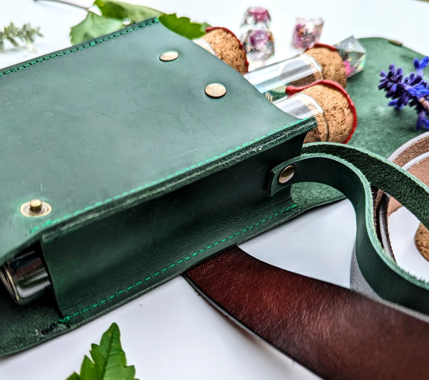 Genuine Leather Dice Pouch for Acrylic Dice (Medium) - Emberglow Gaming