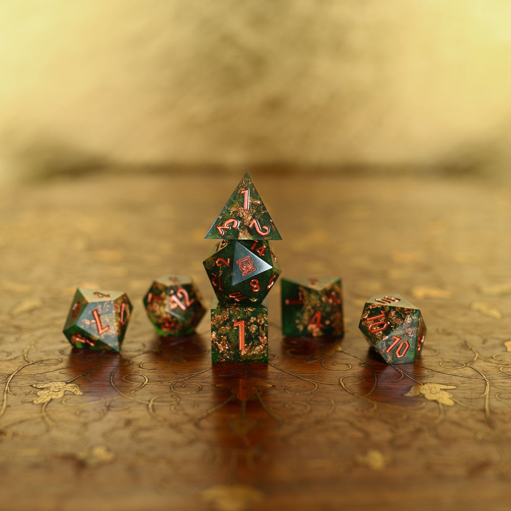 Rangers of Ithilien | Emberglow Original | 7 Piece Sharp Edge Dice Set