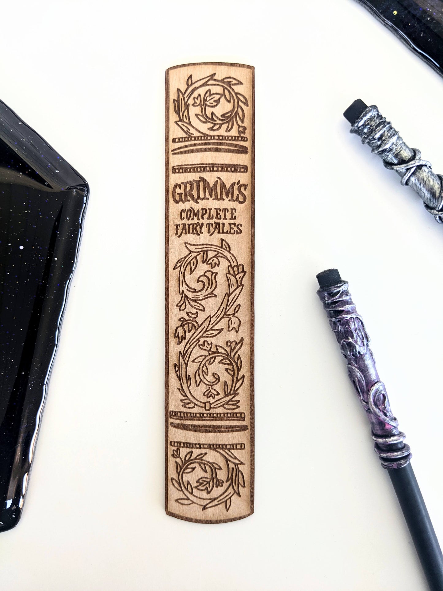 Grimms Fairytales | Engraved Wooden Bookmark (T) - Emberglow Gaming