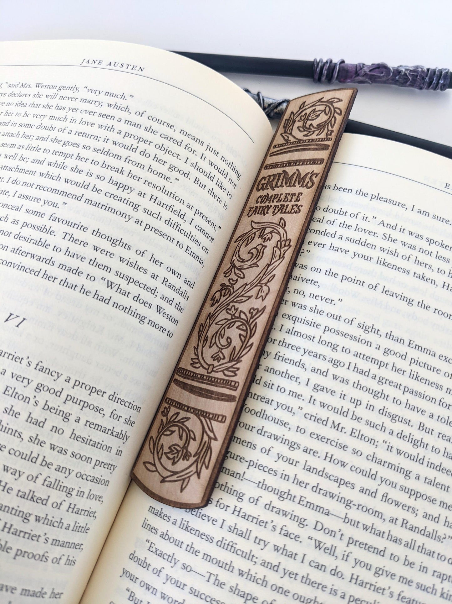 Grimms Fairytales | Engraved Wooden Bookmark (T) - Emberglow Gaming