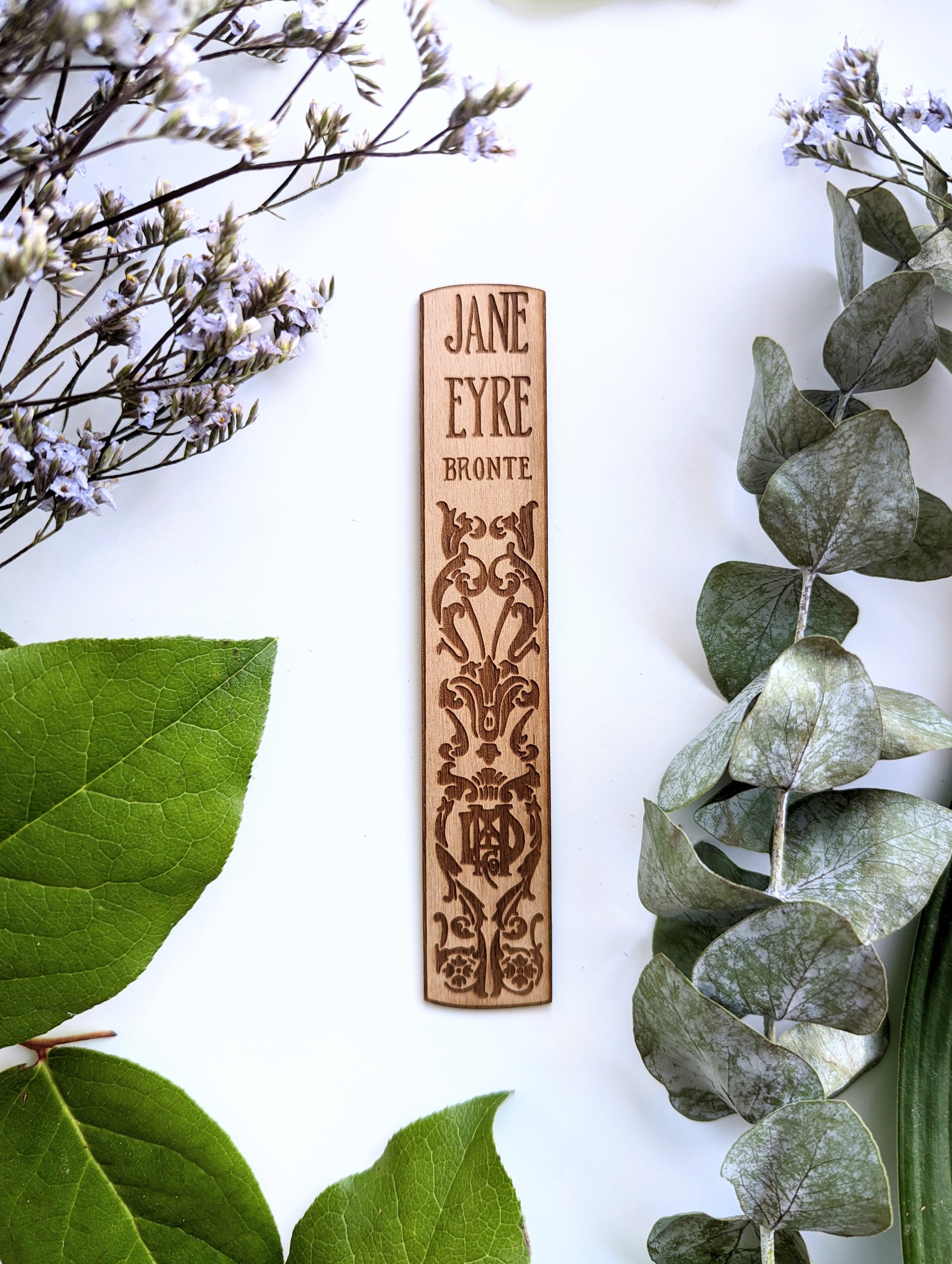 Jane Eyre Book Spine | Engraved Wooden Bookmark (T) - Emberglow Gaming