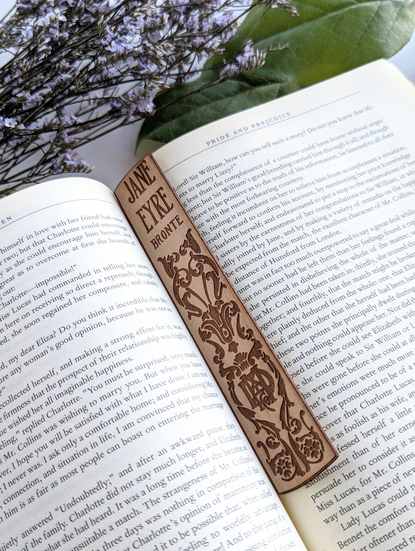 Jane Eyre Book Spine | Engraved Wooden Bookmark (T) - Emberglow Gaming
