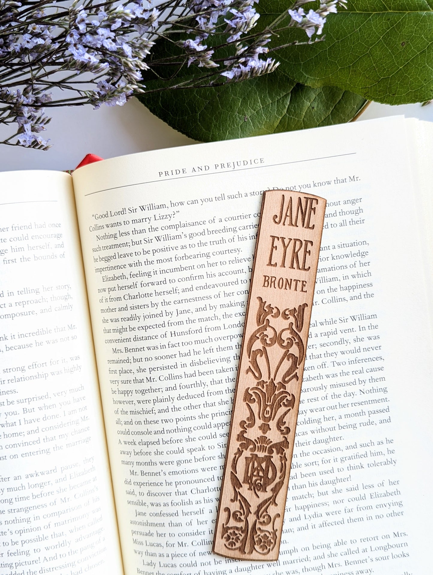Jane Eyre Book Spine | Engraved Wooden Bookmark (T) - Emberglow Gaming
