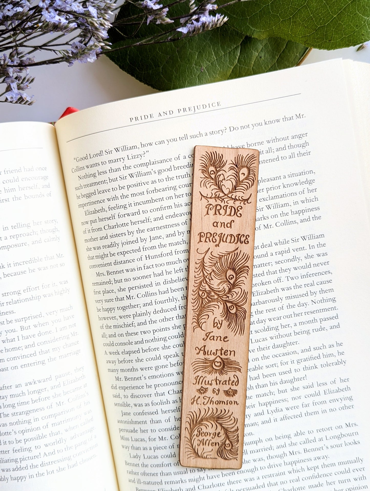 Pride and Prejudice Book Spine | Engraved Wooden Bookmark (T) - Emberglow Gaming