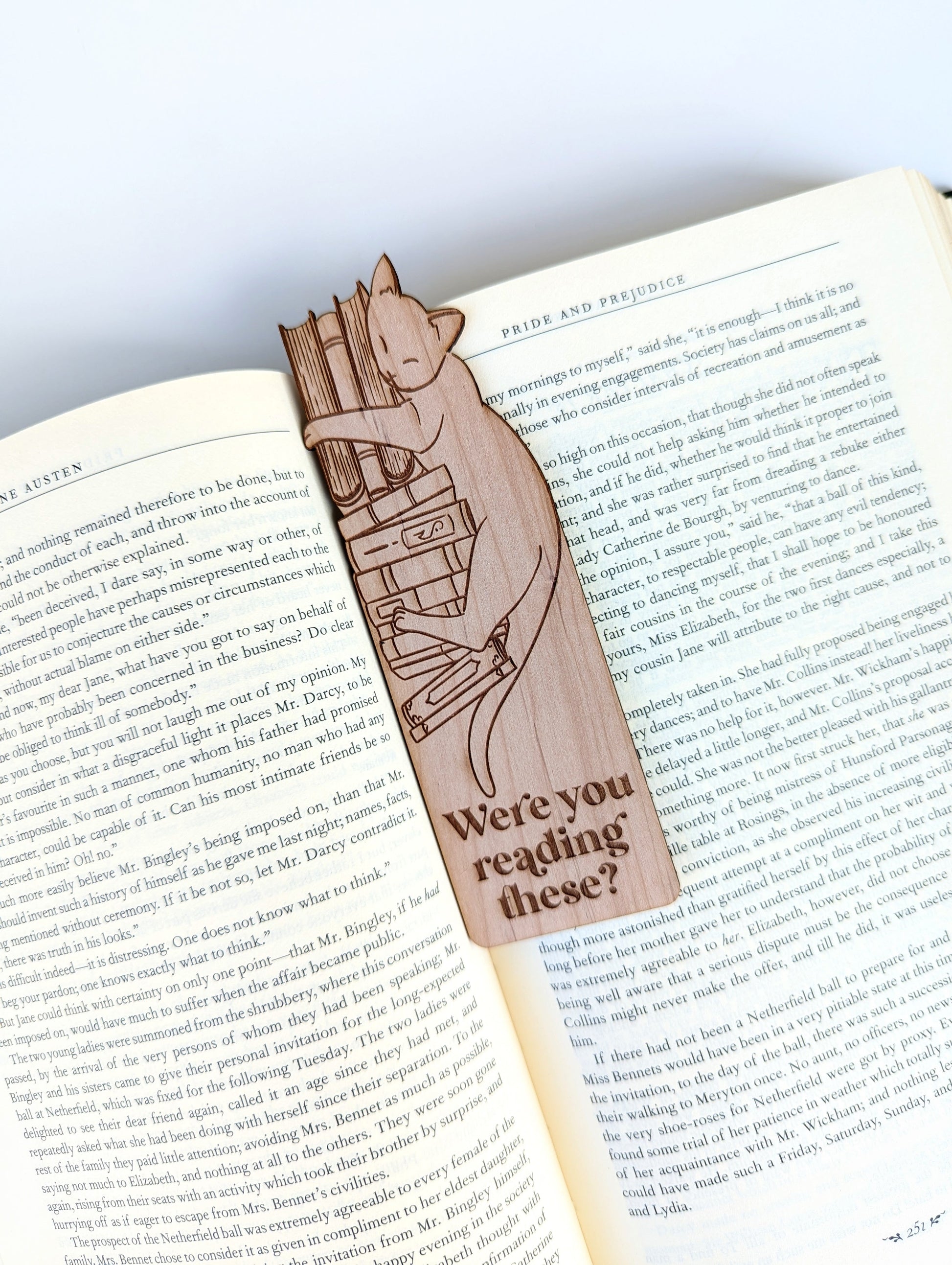 Were You Reading These? | Engraved Wooden Bookmark (T) - Emberglow Gaming