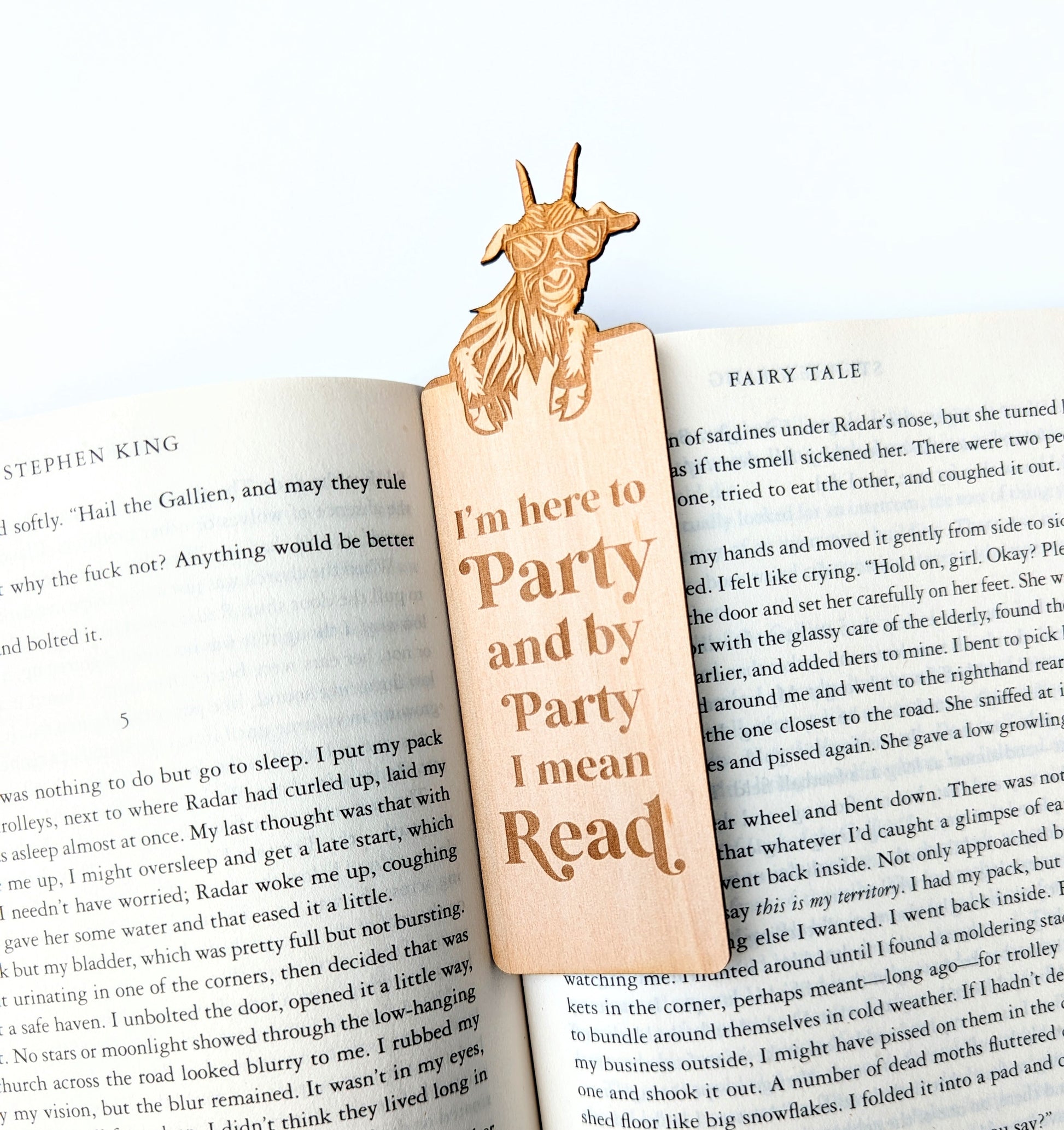 I'm Here To Party | Party Goat | Engraved Wooden Bookmark (T) - Emberglow Gaming