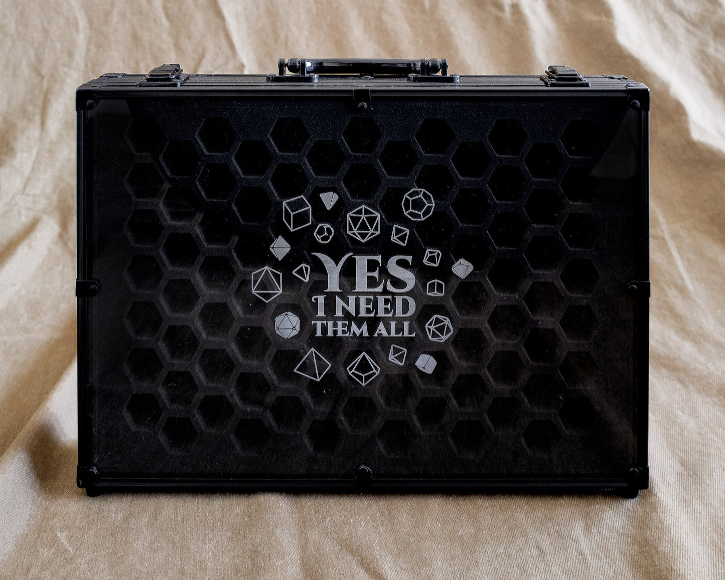 Yes I Need Them All | 26 Set Capacity | Plexi Glass Chest of Hoarding Dice Display Case - Emberglow Gaming
