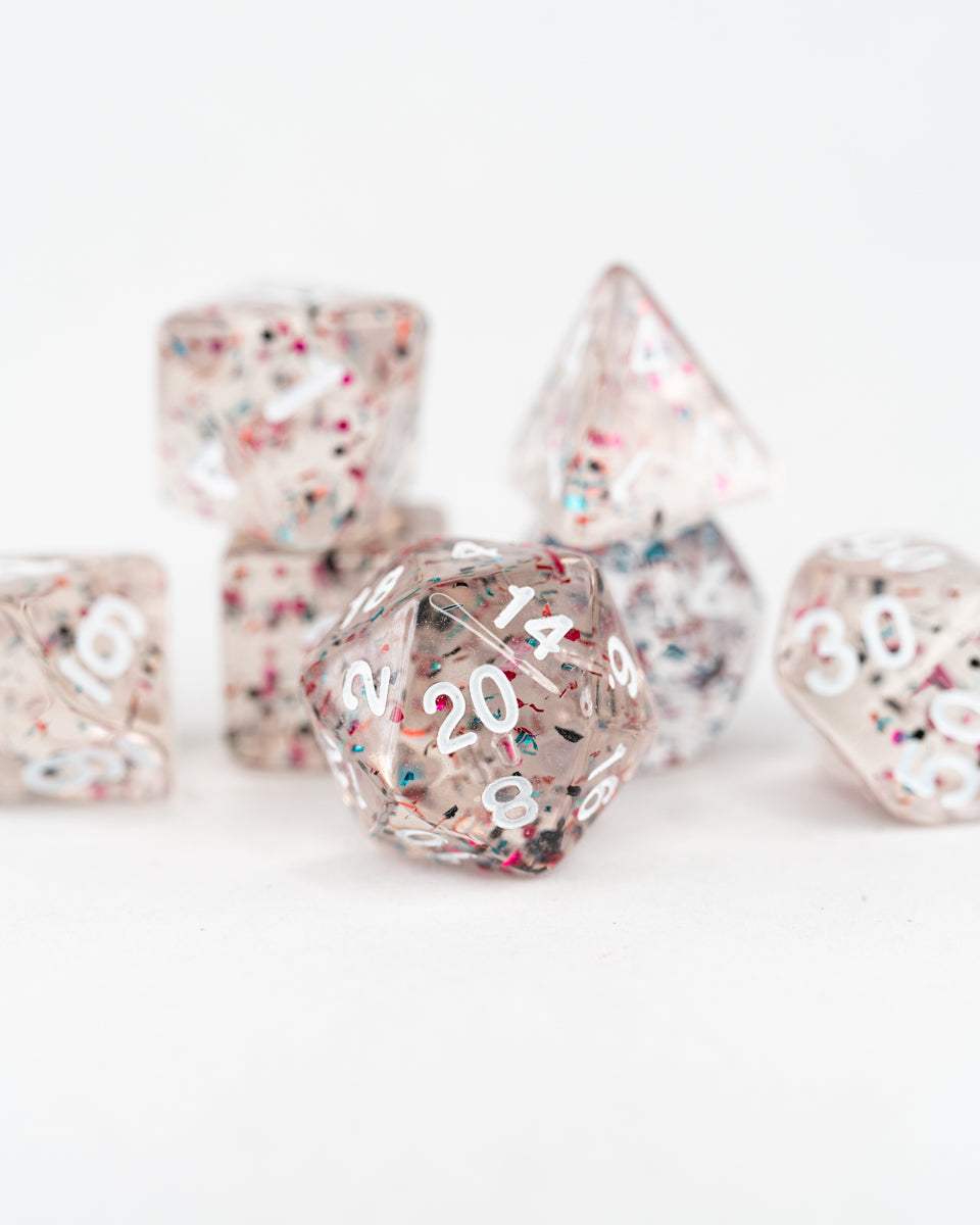 Fairy Fete | 7 Piece Acrylic Dice Set - Emberglow Gaming