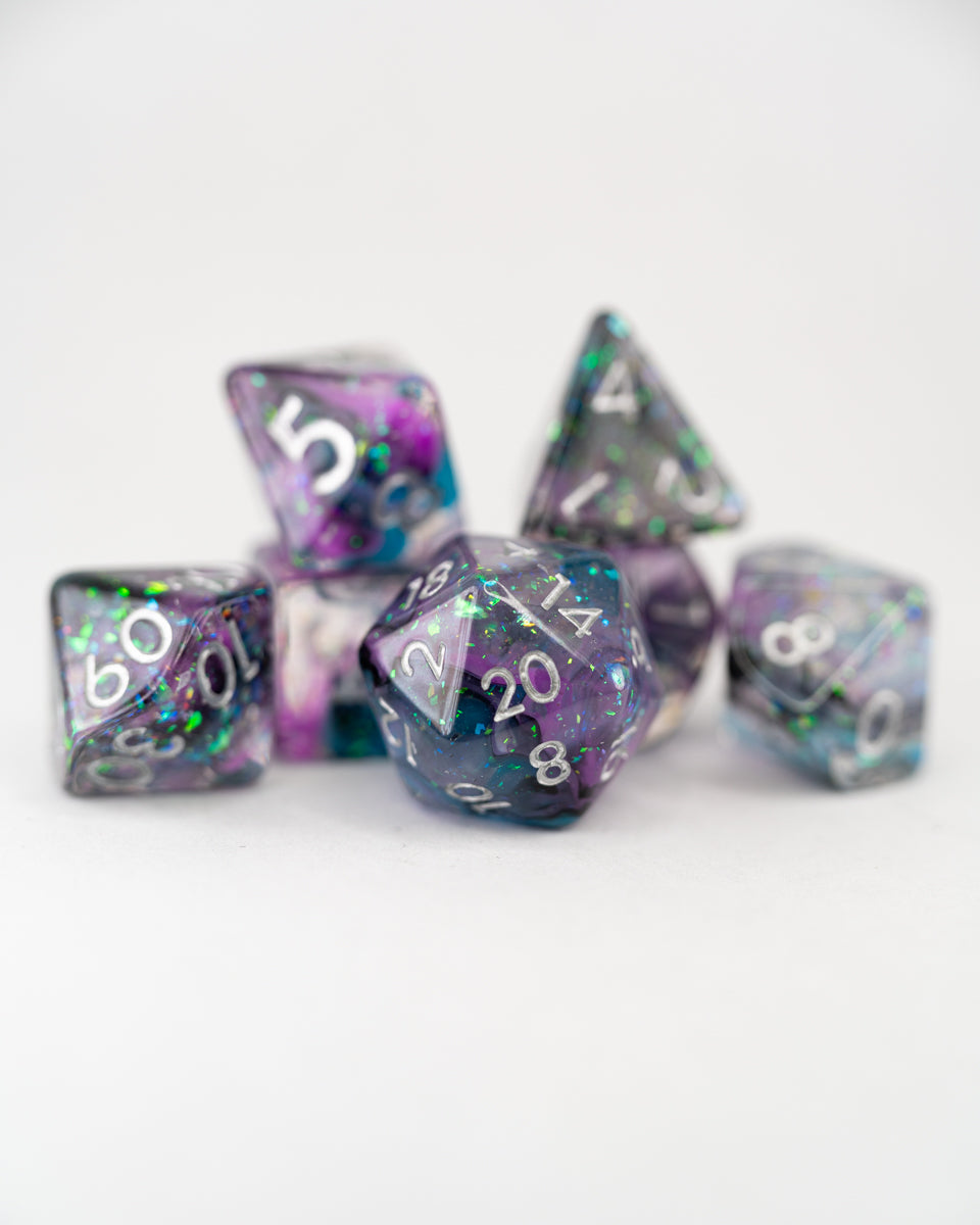 Frostflower | 7 Piece Acrylic Dice Set - Emberglow Gaming