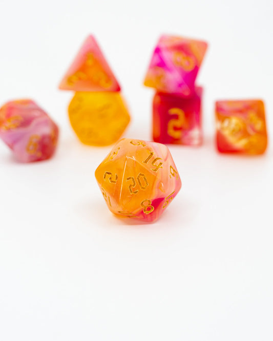 Control Flame | 7 Piece Acrylic Dice Set - Emberglow Gaming