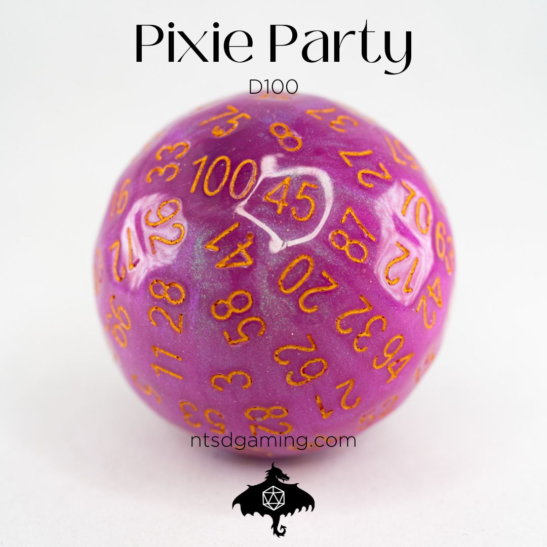 Pixie Party | Acrylic | Individual d100 Percentile Dice - Emberglow Gaming
