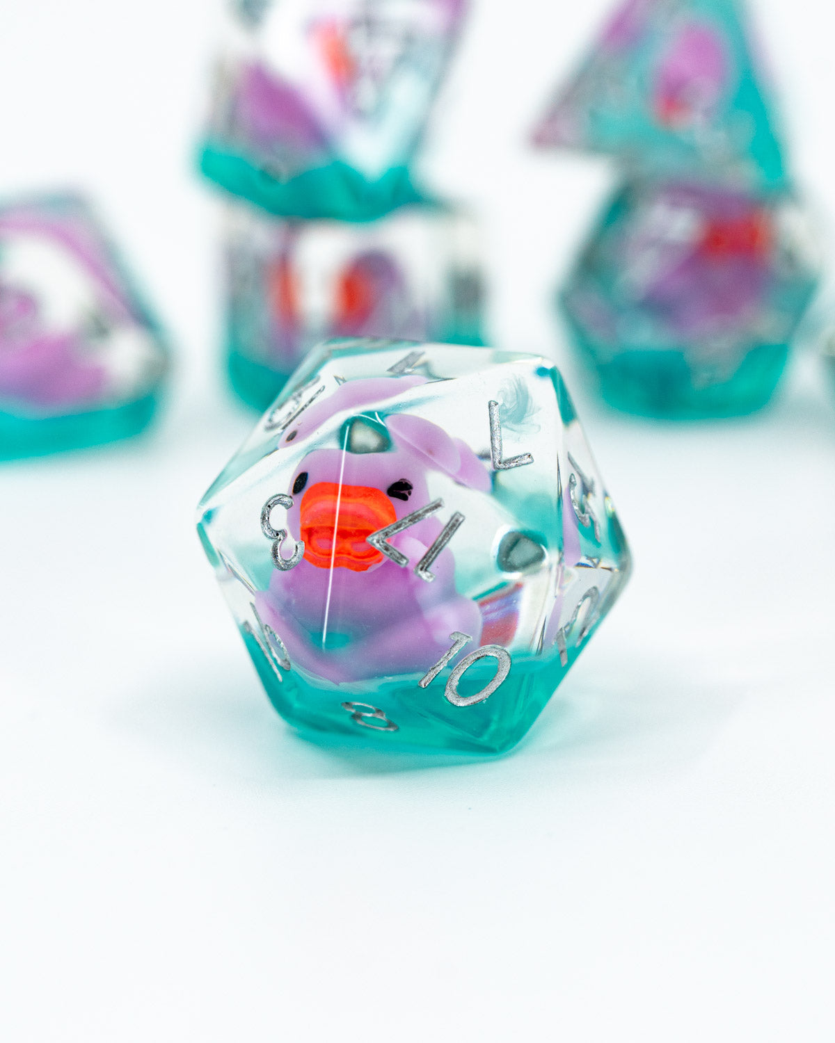 Quackston | Duck | 7 Piece Acrylic Inclusion Dice Set