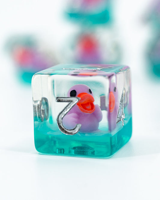 Quackston | Duck | 7 Piece Acrylic Inclusion Dice Set
