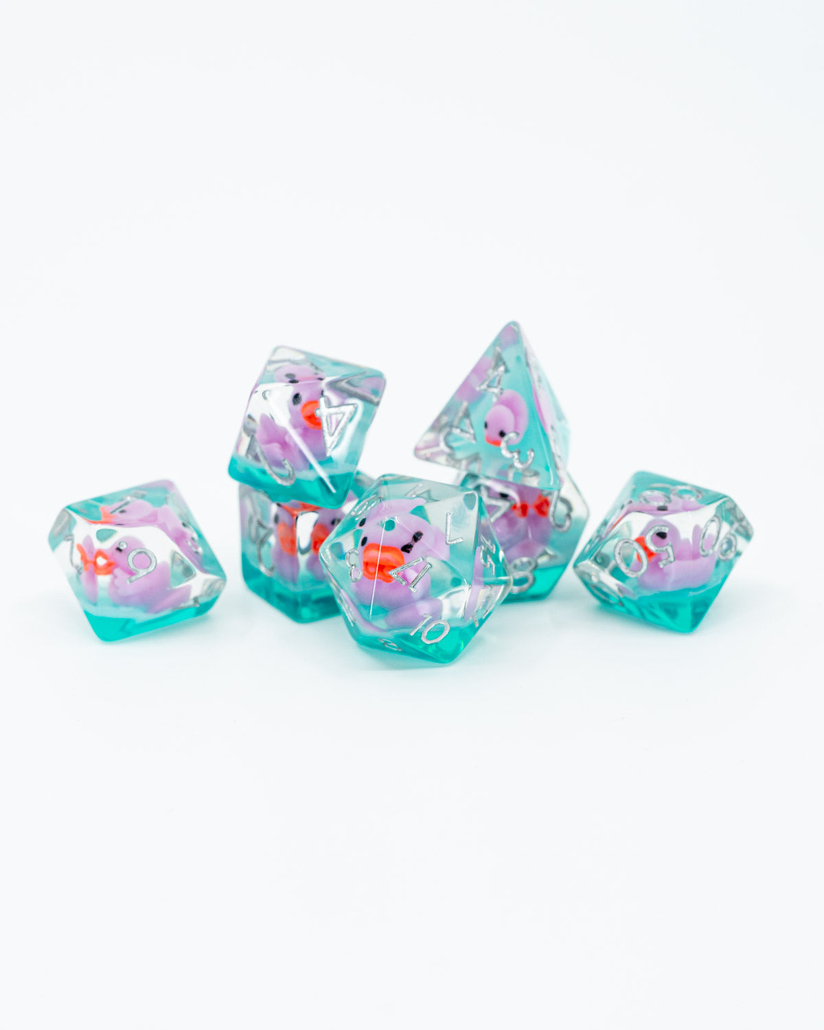Quackston | Duck | 7 Piece Acrylic Inclusion Dice Set