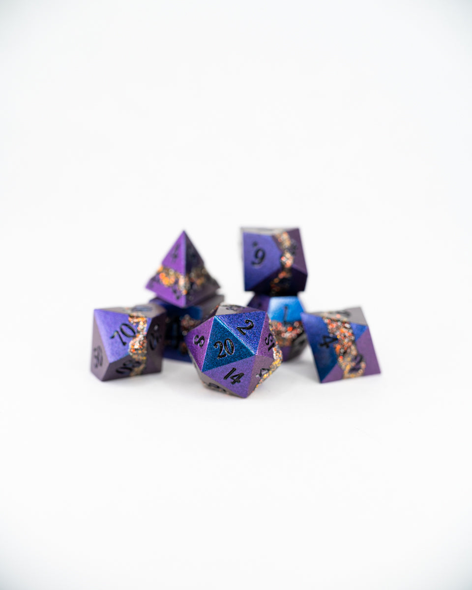 Fool's Reach | 7 Piece Metal Dice Set - Emberglow Gaming