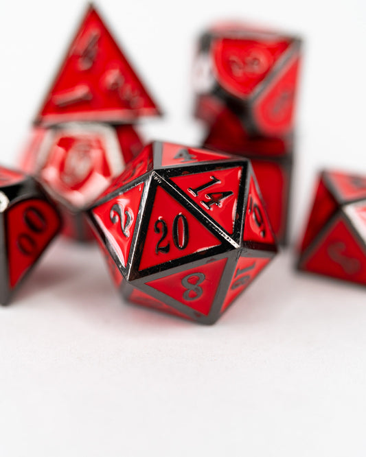 Red Guard | 7 Piece Metal Dice Set - Emberglow Gaming