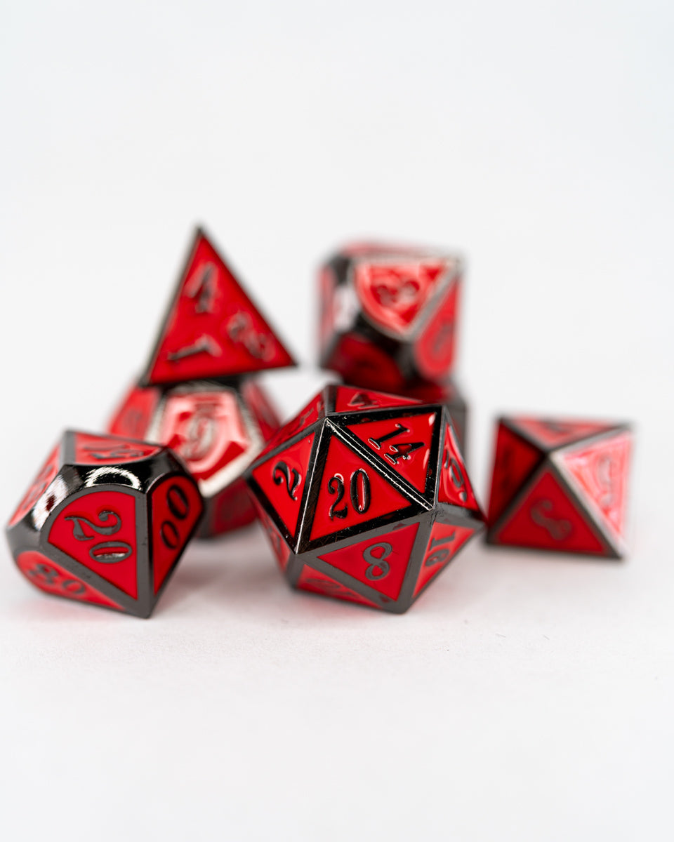 Red Guard | 7 Piece Metal Dice Set - Emberglow Gaming