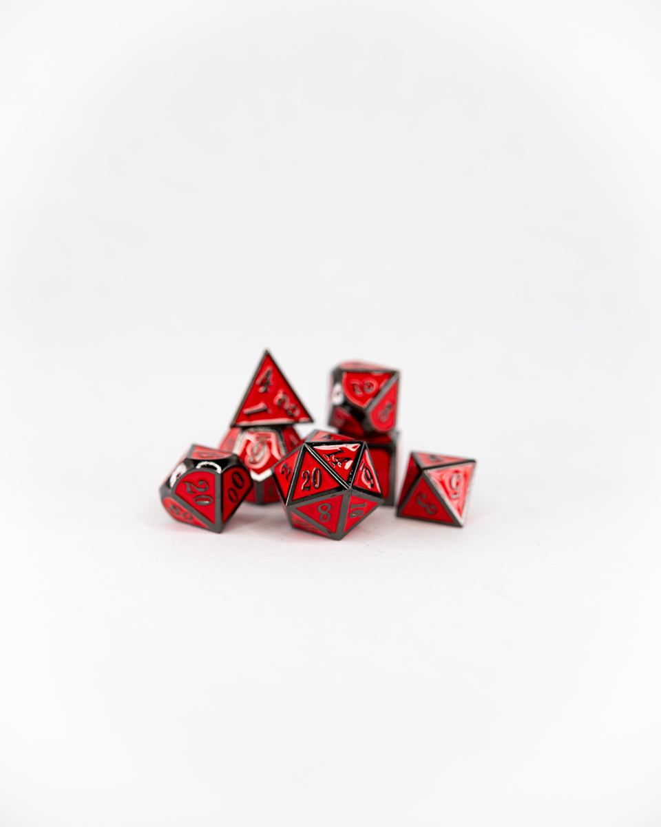 Red Guard | 7 Piece Metal Dice Set - Emberglow Gaming
