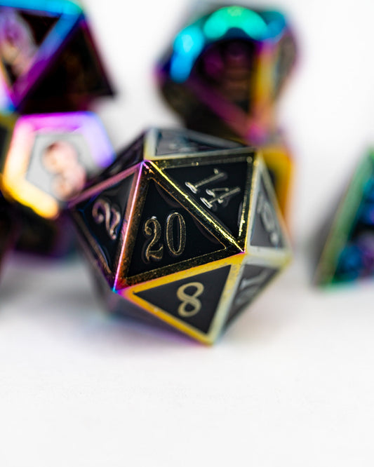 Crowley | 7 Piece Metal Dice Set - Emberglow Gaming