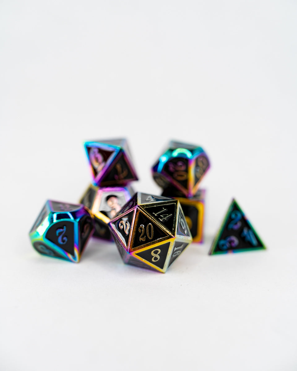 Crowley | 7 Piece Metal Dice Set - Emberglow Gaming