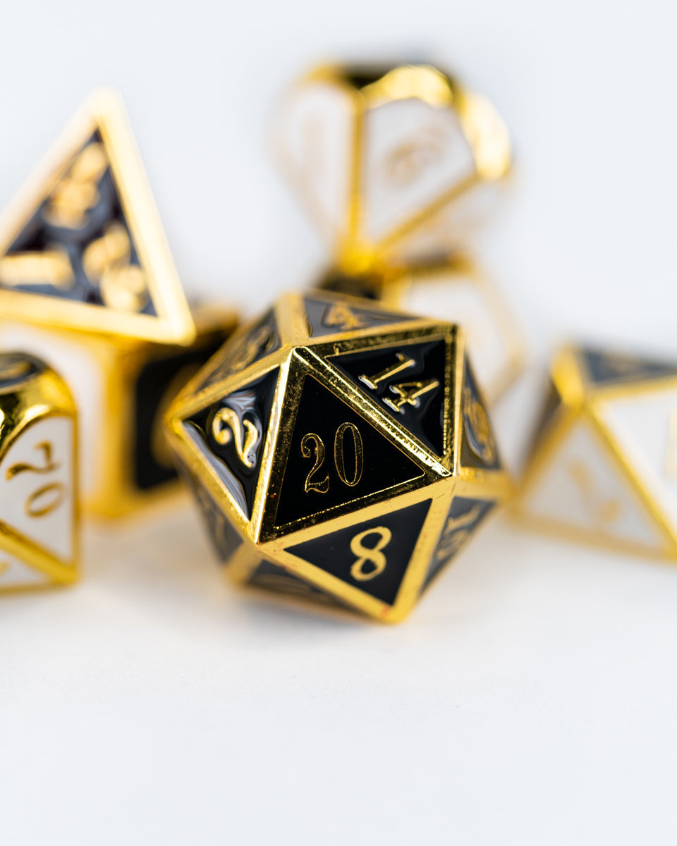 Sock and Buskin | 7 Piece Metal Dice Set - Emberglow Gaming