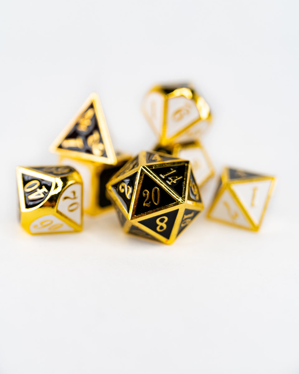 Sock and Buskin | 7 Piece Metal Dice Set - Emberglow Gaming
