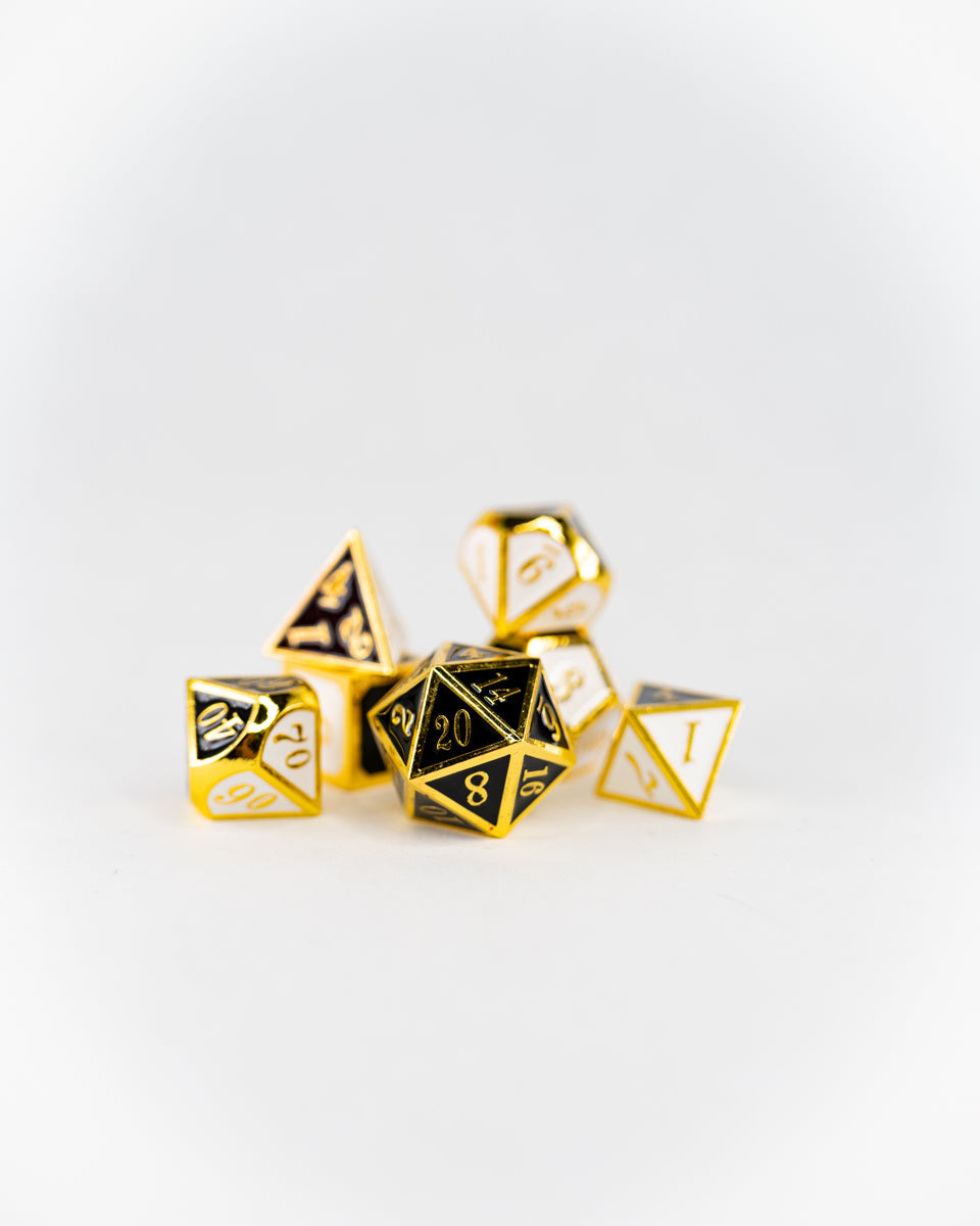 Sock and Buskin | 7 Piece Metal Dice Set - Emberglow Gaming