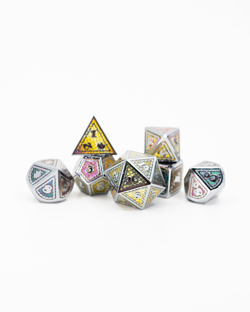 Chromatic Orb | 7 Piece Metal Dice Set - Emberglow Gaming