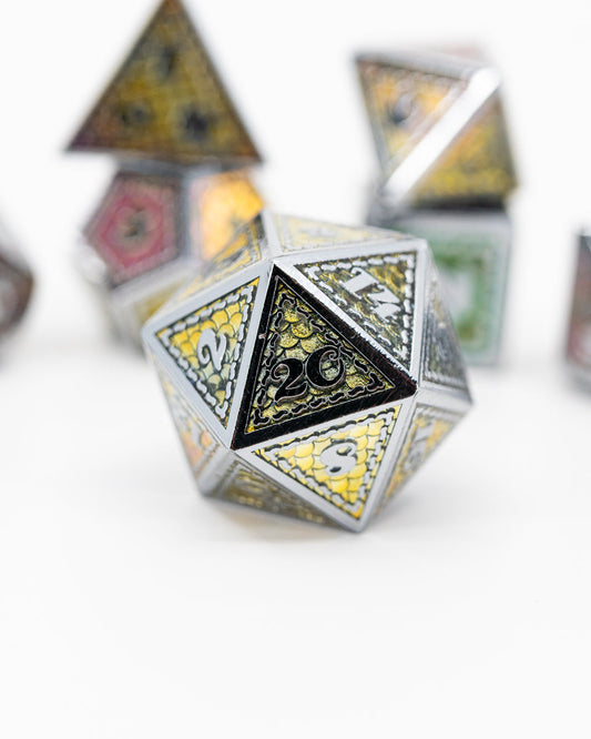 Chromatic Orb | 7 Piece Metal Dice Set - Emberglow Gaming