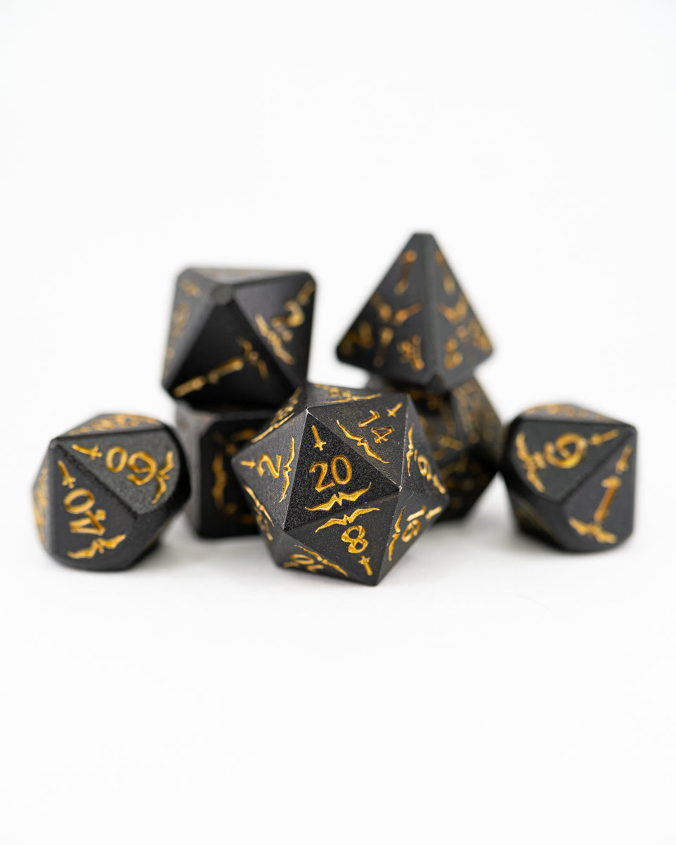 Samurai | 7 Piece Metal Dice Set - Emberglow Gaming