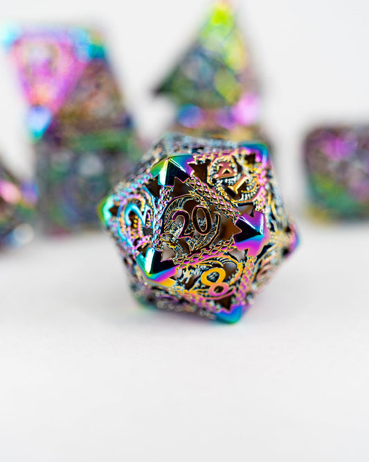 Madrigal | Hollow | 7 Piece Metal Dice Set - Emberglow Gaming