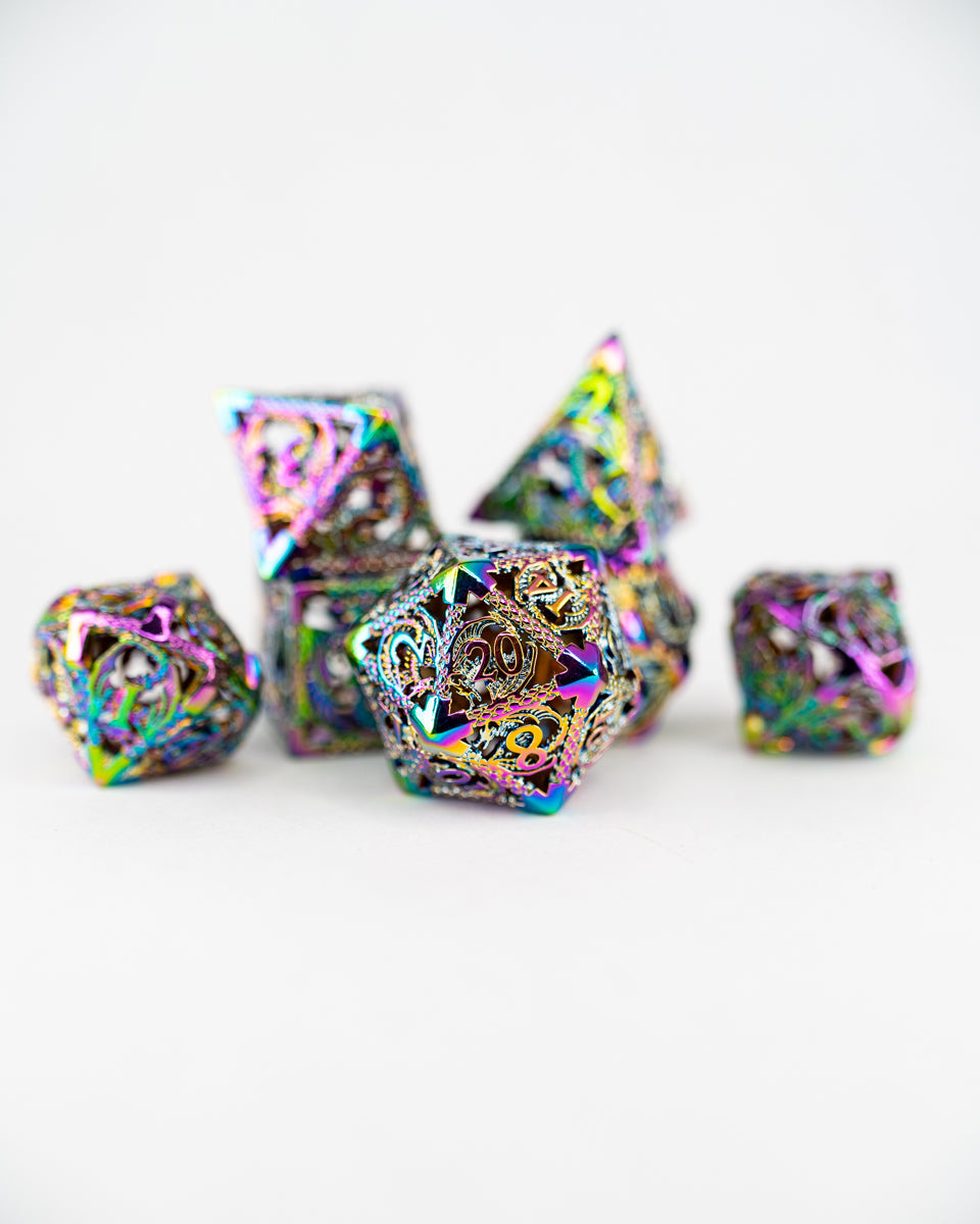 Madrigal | Hollow | 7 Piece Metal Dice Set - Emberglow Gaming