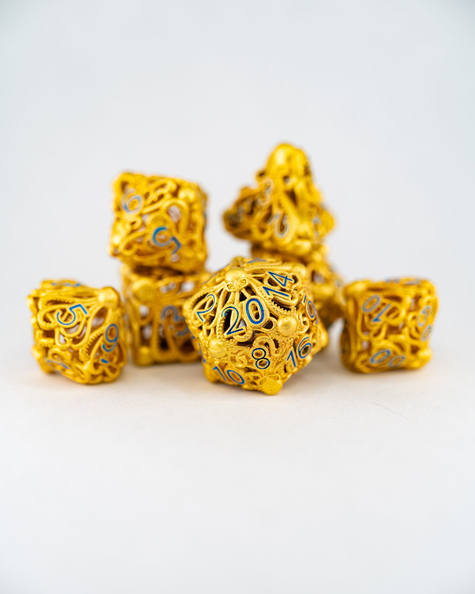 Kanaloa | Hollow | 7 Piece Metal Dice Set - Emberglow Gaming