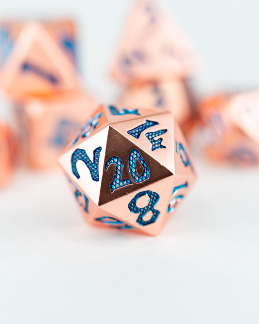 Kupfernickel | Large Font | 7 Piece Metal Dice Set - Emberglow Gaming