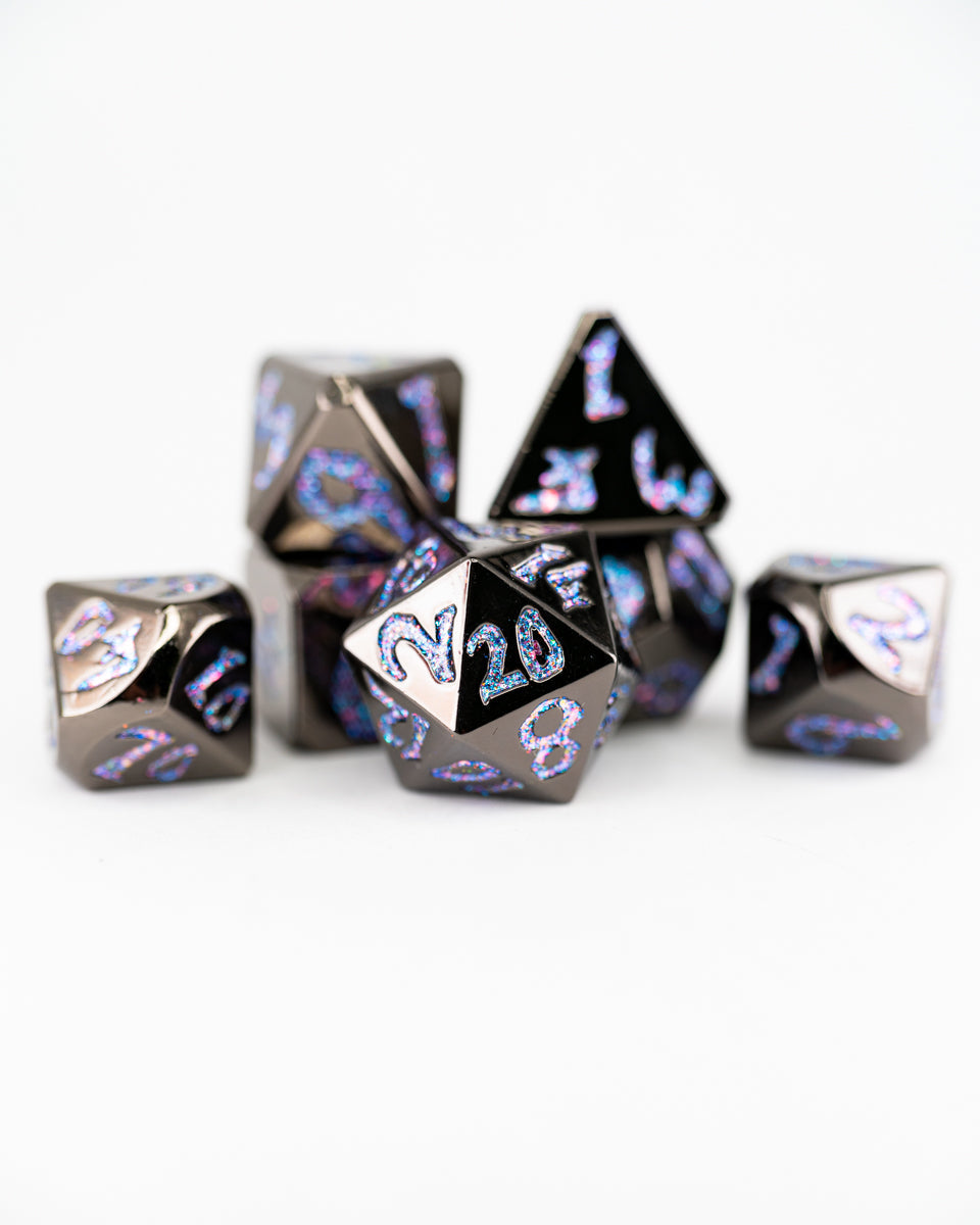 Mote of Possibility | Large Font | 7 Piece Metal Dice Set - Emberglow Gaming