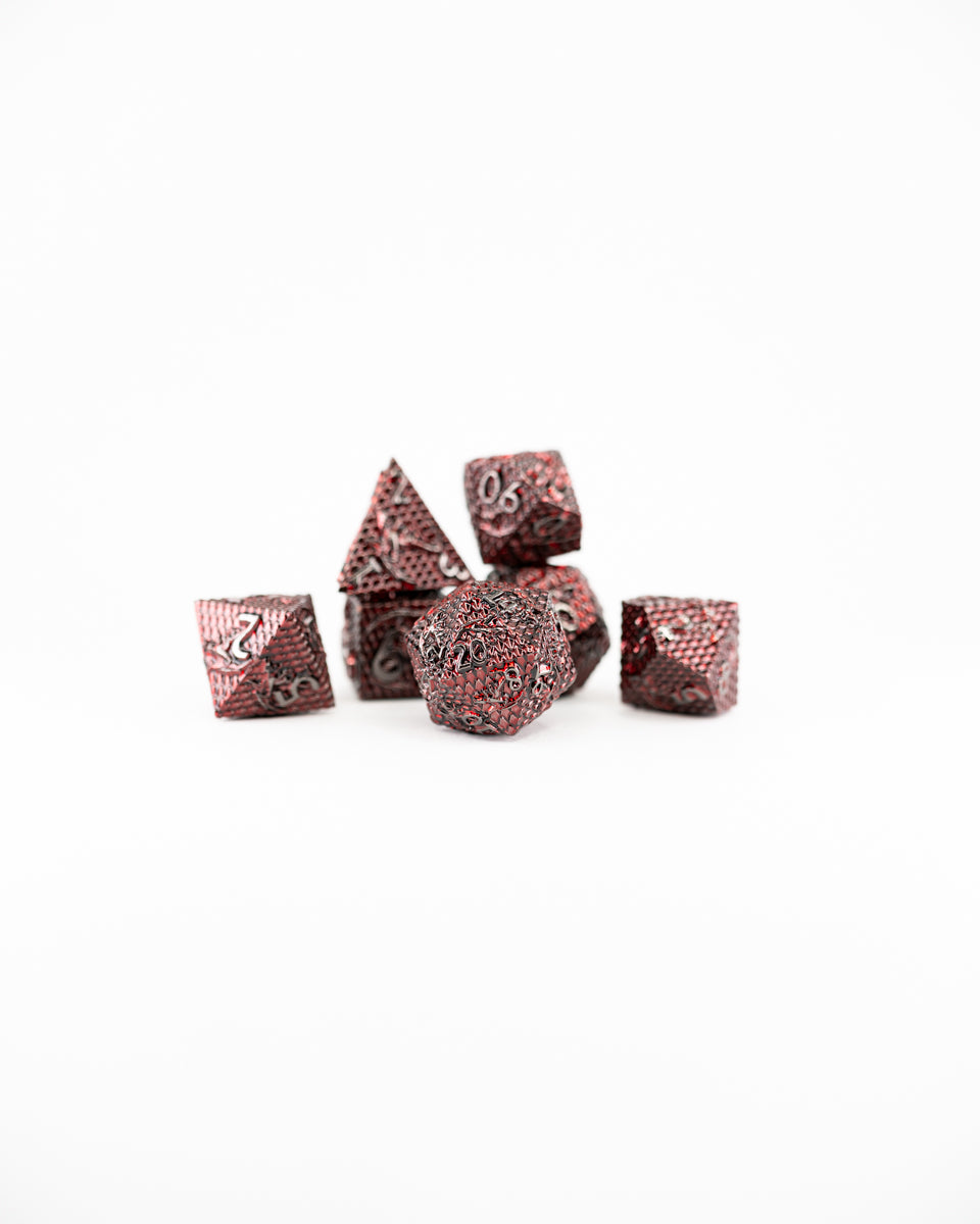 Scourge Rubies | 7 Piece Metal Dice Set - Emberglow Gaming