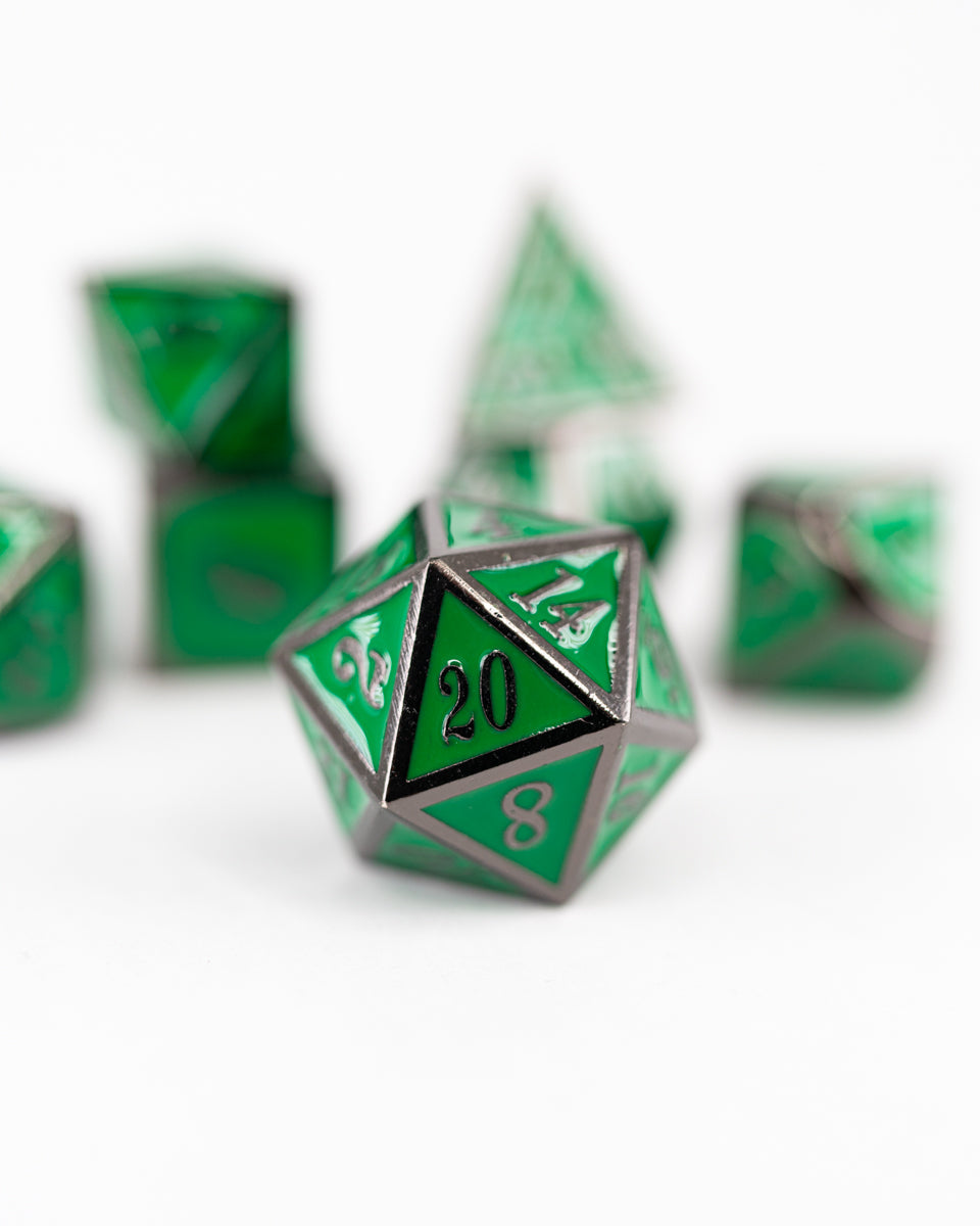 Maxwell's Chance | 7 Piece Metal Dice Set - Emberglow Gaming