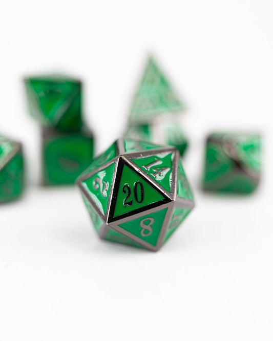 Maxwell's Chance | 7 Piece Metal Dice Set - Emberglow Gaming