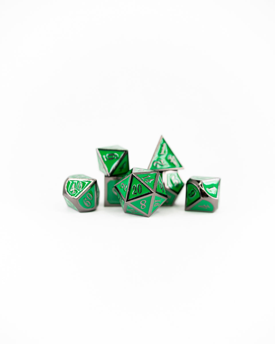 Maxwell's Chance | 7 Piece Metal Dice Set - Emberglow Gaming