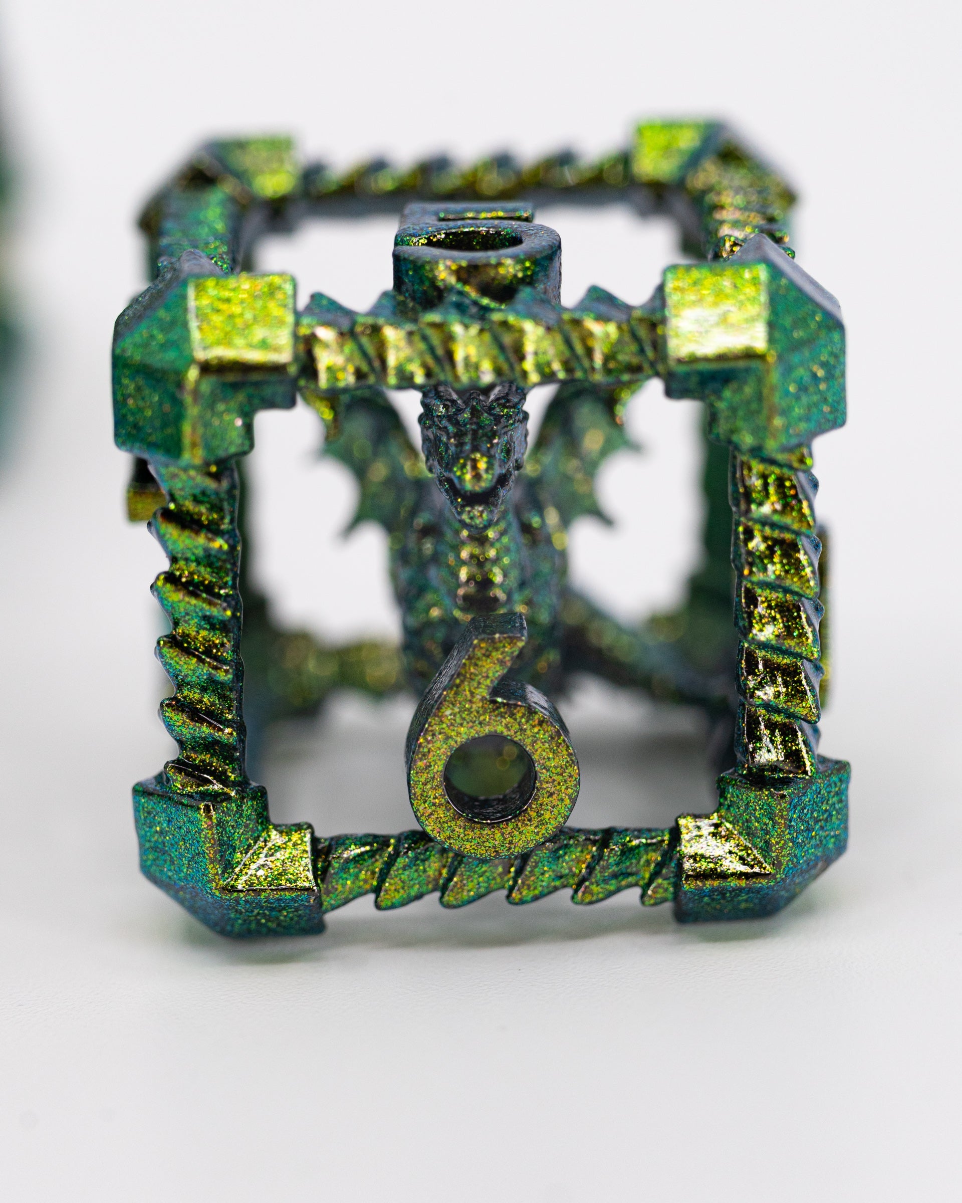 Fury Fettered | Hollow Dragon Core | 7 Piece Metal Dice Set - Emberglow Gaming