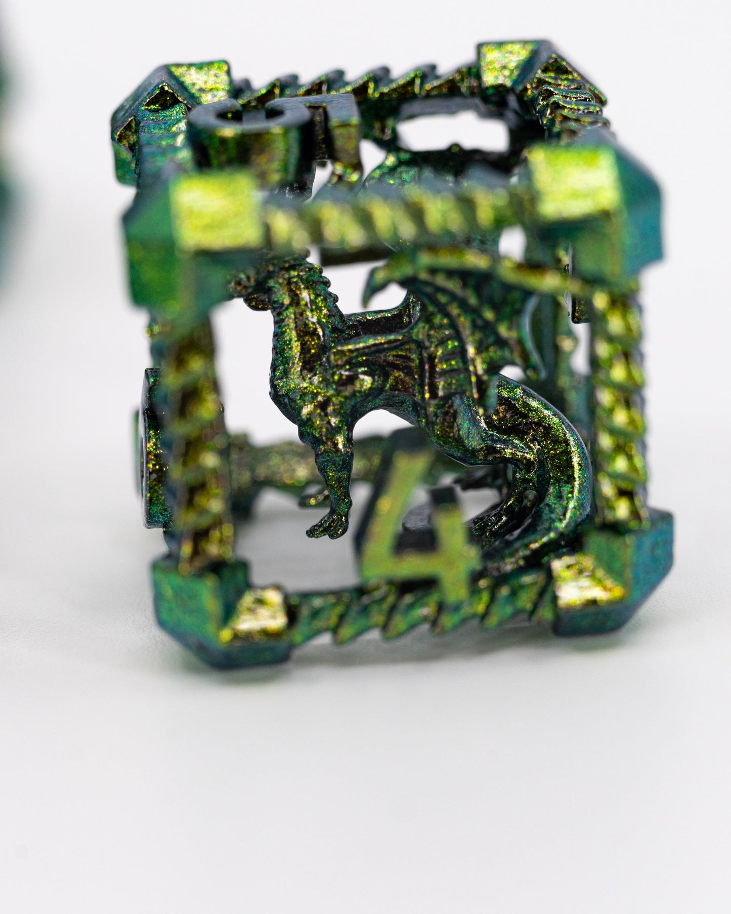 Fury Fettered | Hollow Dragon Core | 7 Piece Metal Dice Set - Emberglow Gaming