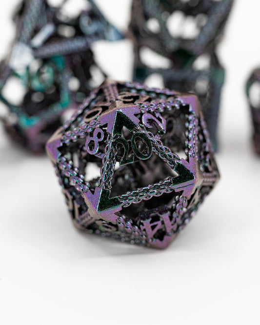 Bitterness Bound | Hollow Dragon Core | 7 Piece Metal Dice Set - Emberglow Gaming
