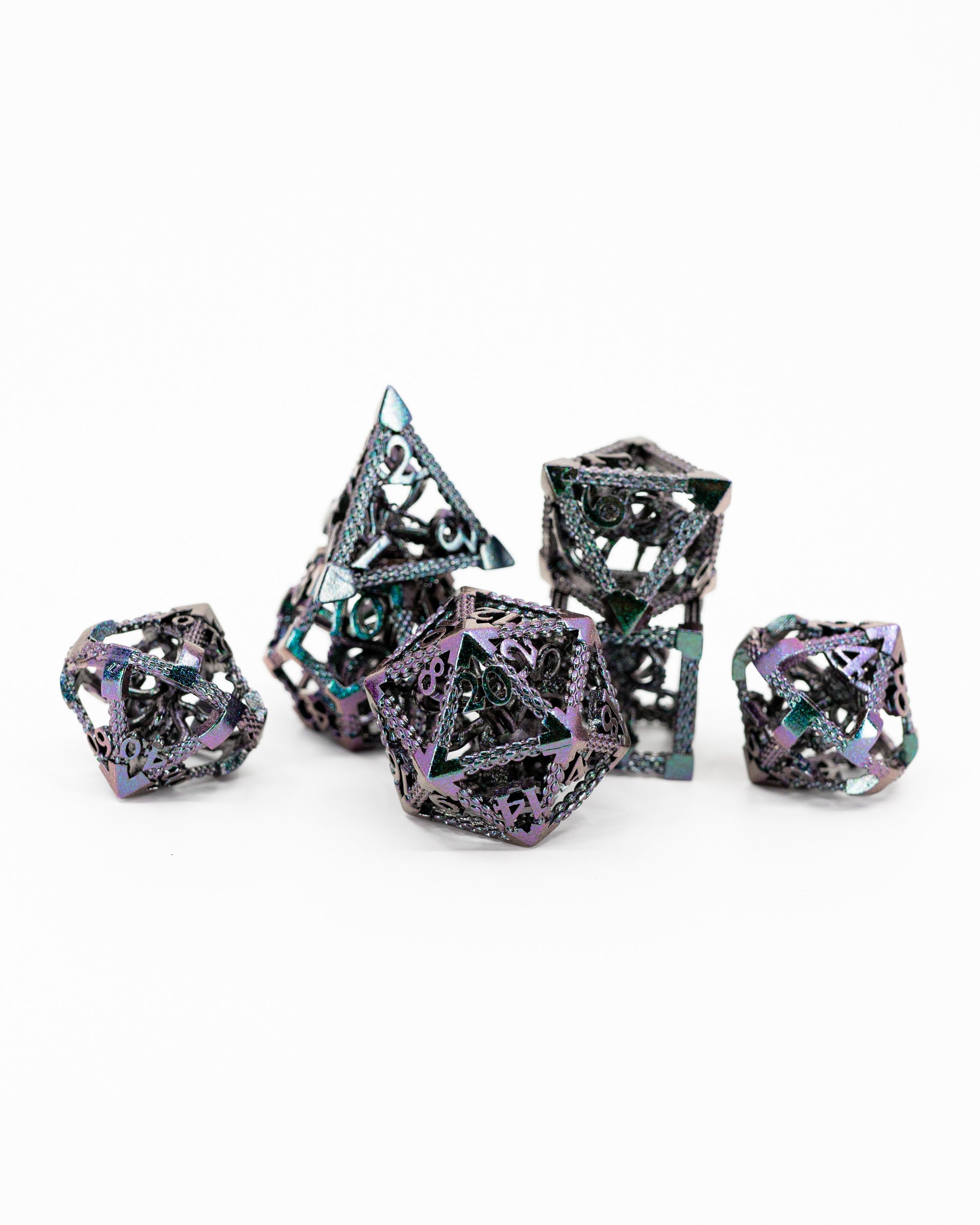 Bitterness Bound | Hollow Dragon Core | 7 Piece Metal Dice Set - Emberglow Gaming