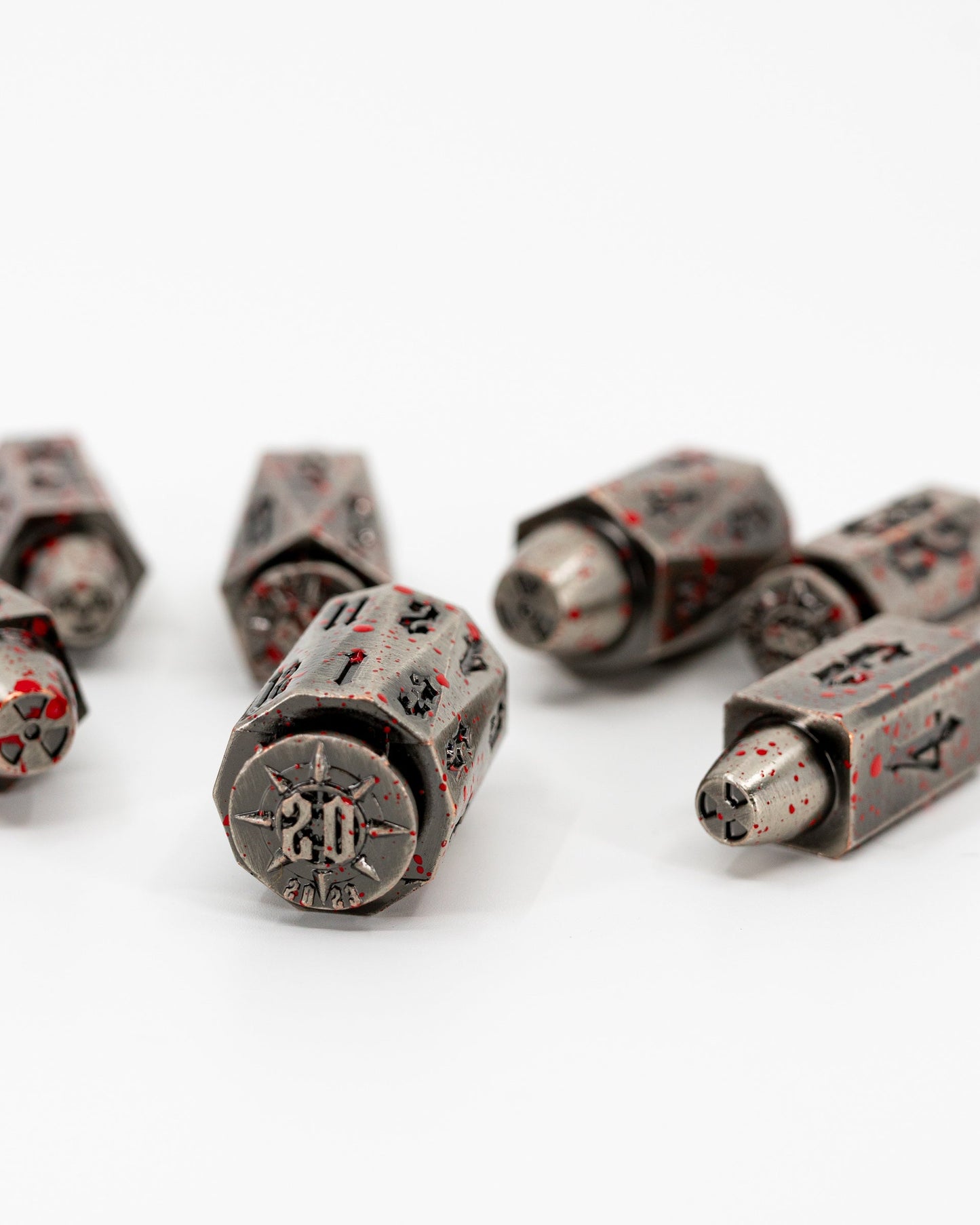 Charlie | Iron Bullets | 7 Piece Metal Dice Set - Emberglow Gaming