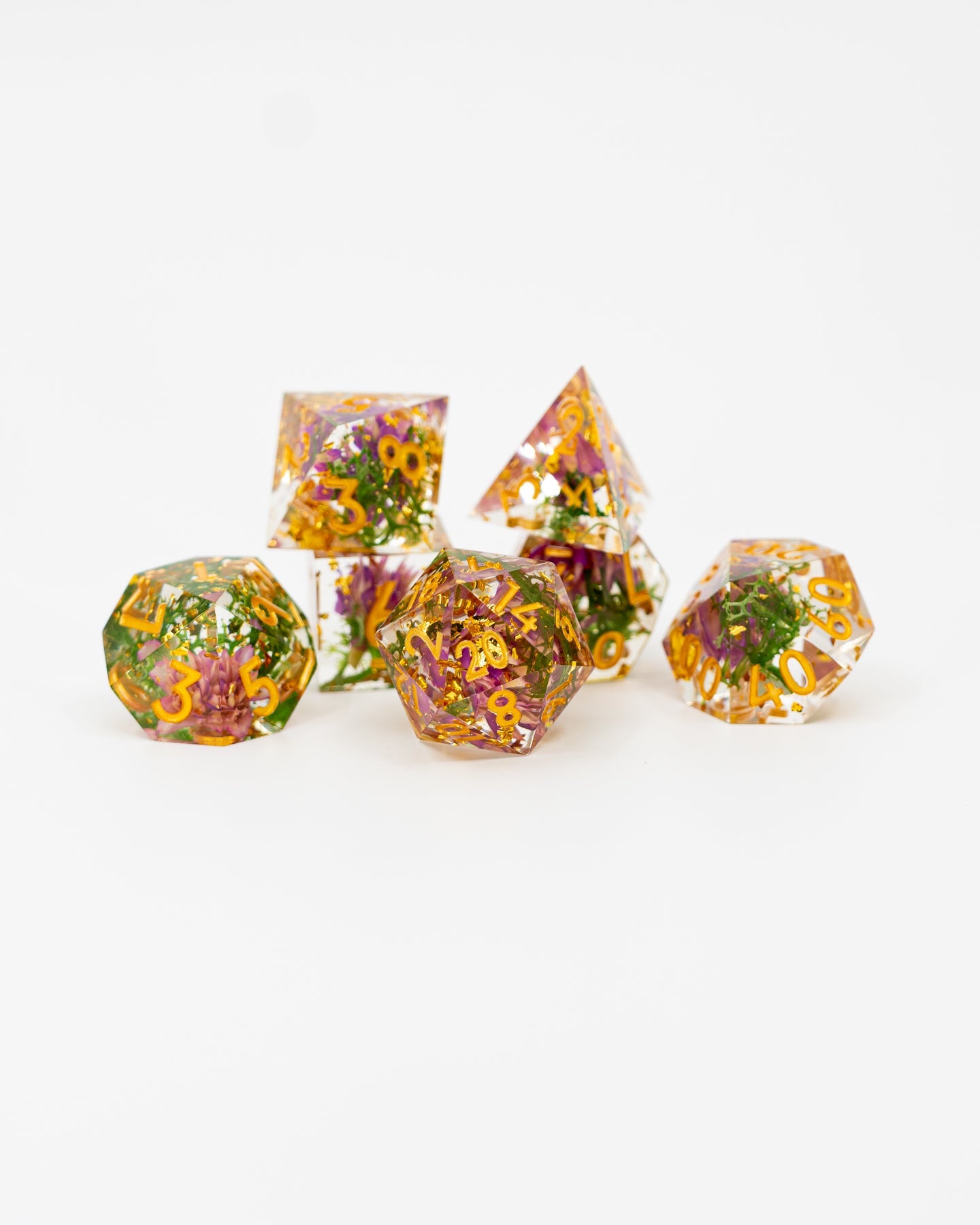 Party Tree | 7 Piece Sharp Edge Resin Dice Set - Emberglow Gaming