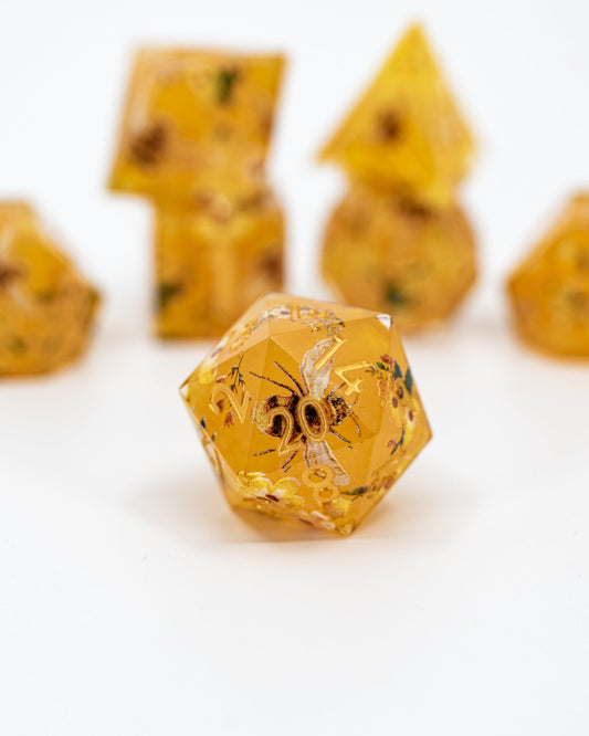 PollenHedral | Double Cast | 7 Piece Sharp Edge Dice Set