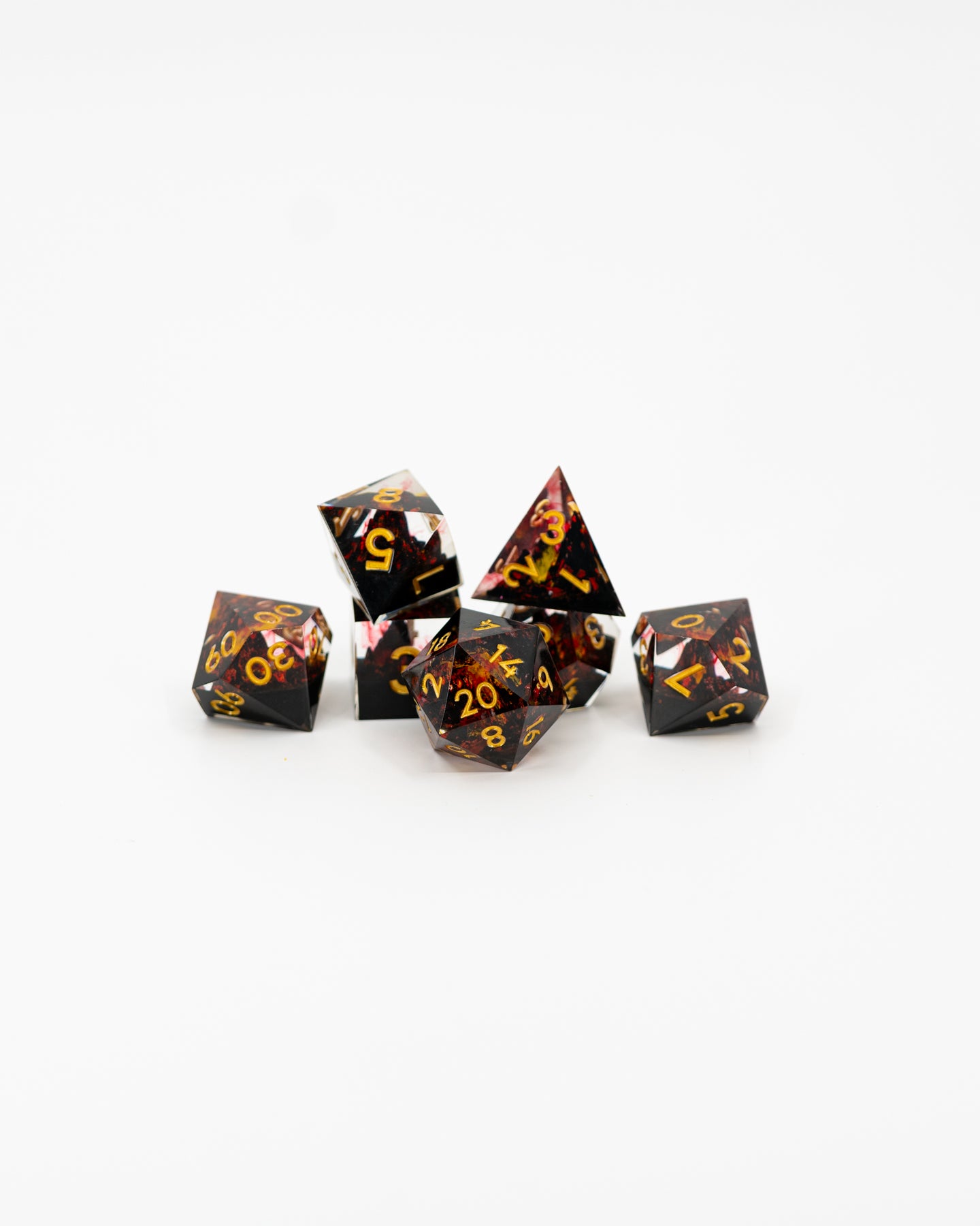Red Mountains | Double Cast | 7 Piece Sharp Edge Dice Set