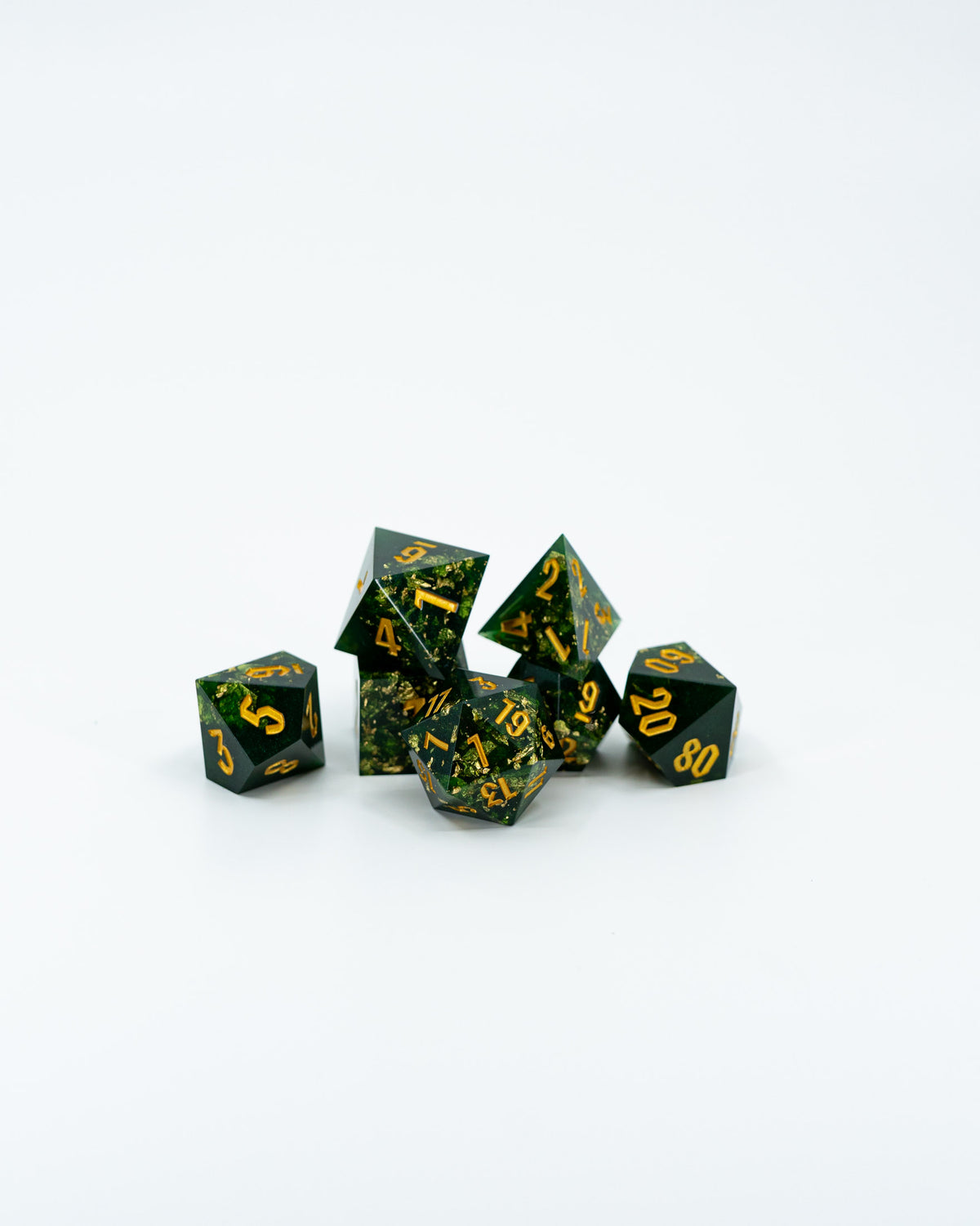 Ossiriand | Emberglow Original | 7 Piece Sharp Edge Resin Dice Set